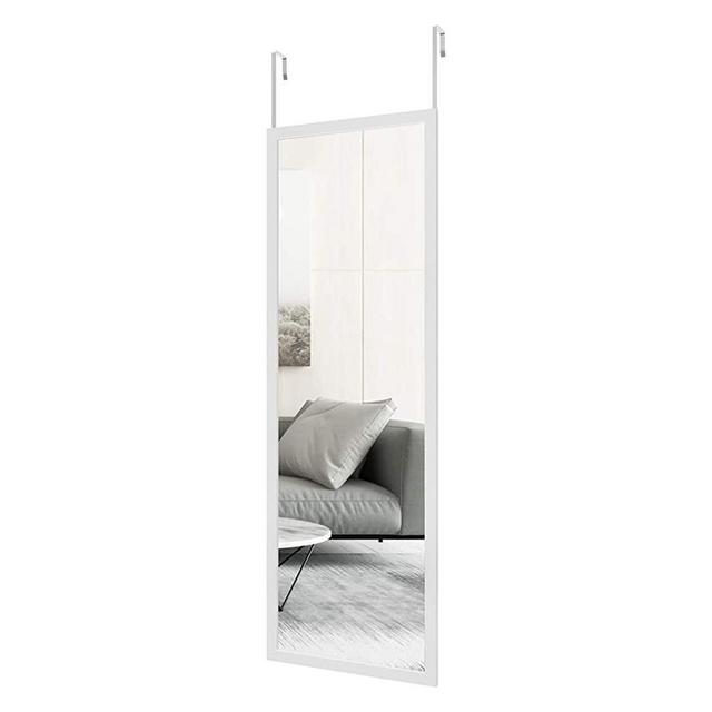 whitebeach Wall Mirror Full Length Door Mirror, White Bedroom Mirror Full Body Mirror Over The Door Mirror Door Hanging Mirror 48“×16"