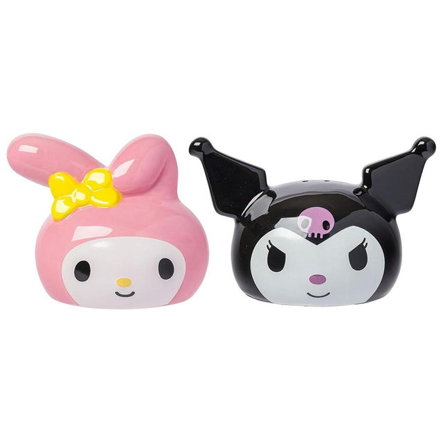 Silver Buffalo Sanrio Hello Kitty and Friends My Melody And Kuromi 3D Sculpted Ceramic Salt and Pepper Shaker Set