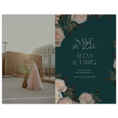 Green Elegant Wedding Digital Save the Date - Poet Photo