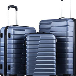 Coolife Luggage Sets, 3 Piece Hard Shell Suitcase Set with Spinner Wheels, Expandable Large Checked Luggage, Lightweight Rolling Carry On with TSA Lock Blue
