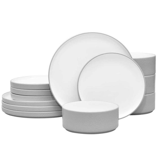 Colortex Stone Gray Porcelain 12-Piece Dinnerware Set (Service for 4)