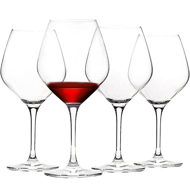 FAWLES Crystal Burgundy Wine Glasses Set of 4, 22 Ounce Classic Stemmed Red Wine Glass, Dishwasher Safe