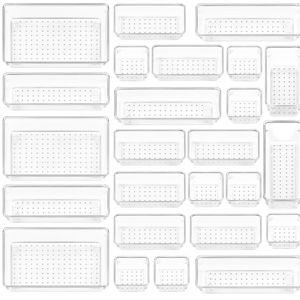 25 PCS Clear Plastic Drawer Organizers Set