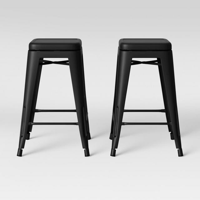 Set of 2 Carlisle Backless Swivel Counter Stool Matte Black - Threshold™
