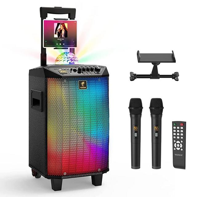 Wireless Karaoke Machine, TONOR PA System Portable Singing Speaker with Dual Wireless Microphones, Disco Ball for Home Karaoke, Party, Class and Church（K20）