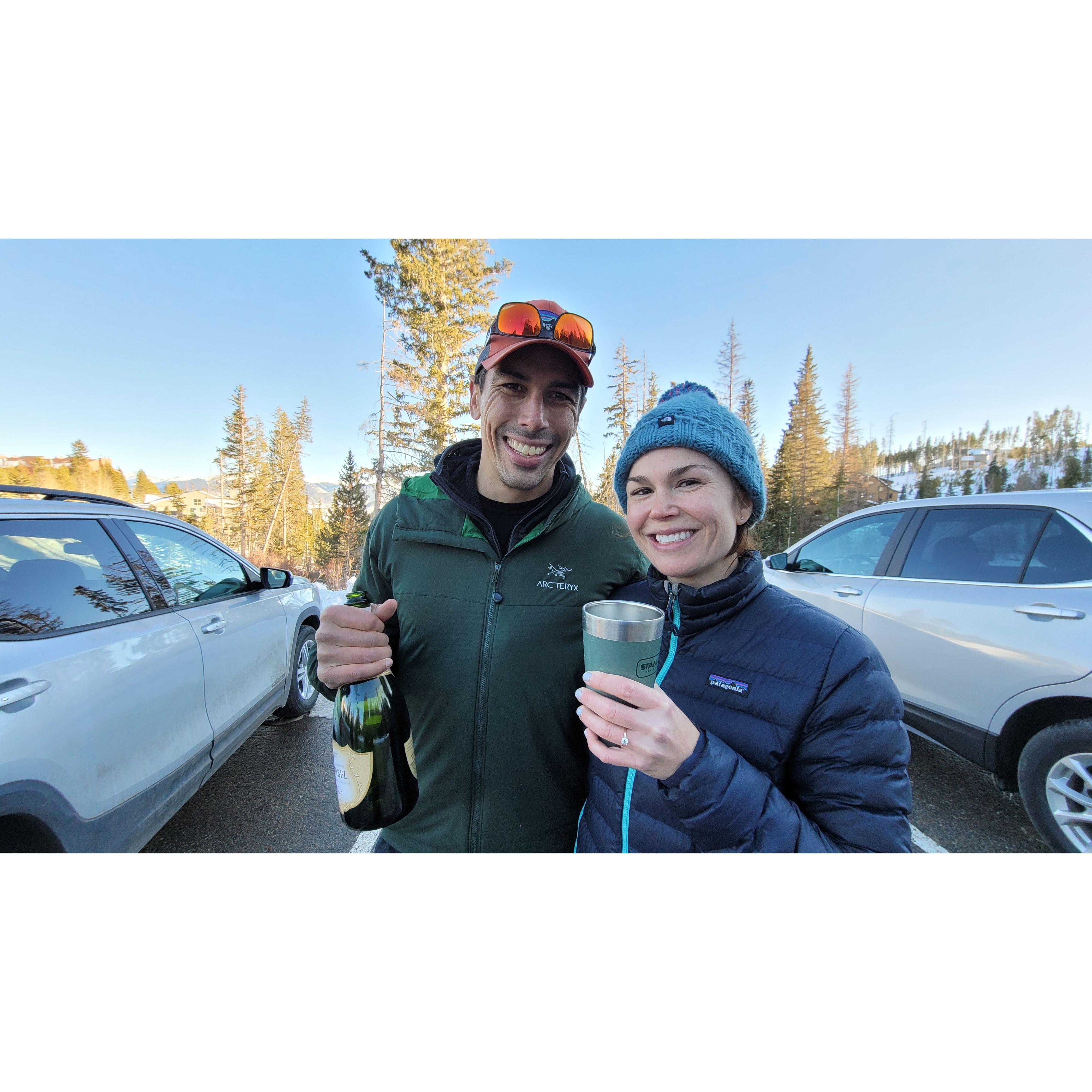 Phil lugged a bottle of champagne up Buffalo Mountain...we didn't drink it until the parking lot afterward