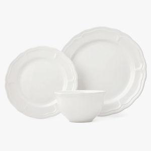 Madison White Stoneware 12 Piece Dinnerware Set, Service For 4 - White