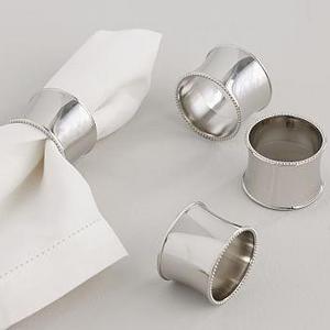 Nickel Beaded Edge Napkin Ring, Set of 4