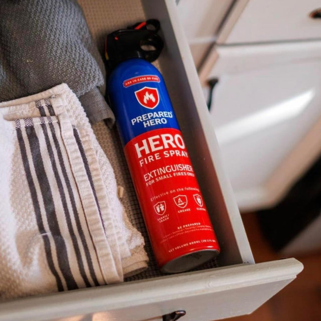 Prepared Hero Fire Spray - Mini Fire Extinguishers for House, Car, Garage - Kitchen Small Fire Extinguisher for Home, 100% Organic - Compact, Portable & Easy to Use, Non-Toxic - 1 Pack