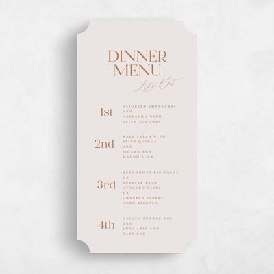 Beige Ticket Wedding Menu - Menton Portrait