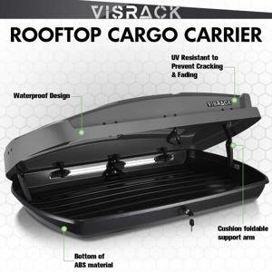 Rooftop Cargo Carrier Hard Shell, Both Side Openning Cargo Box With Security Lock, 15.5 Cubic Feet Capacity - 58.3x35.4x13in - Gray