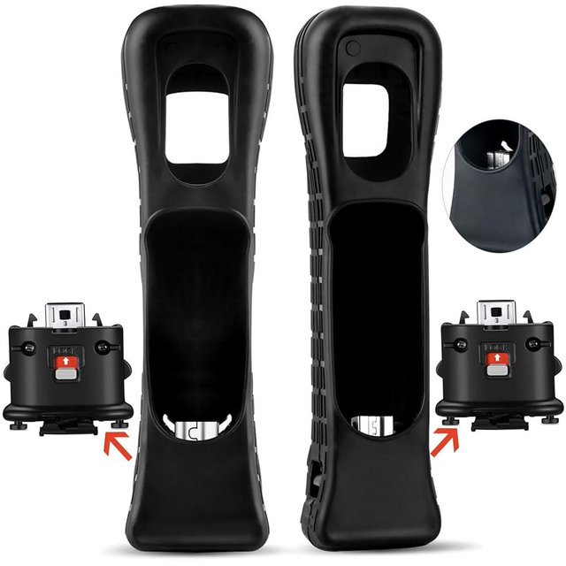 Machine-Ya 2 Pack Wii Motion Plus Adapter,with Silicon Case for wii Remote Controller- External Remote Motion Plus Sensor Controller Wii U Motion Plus (Black)