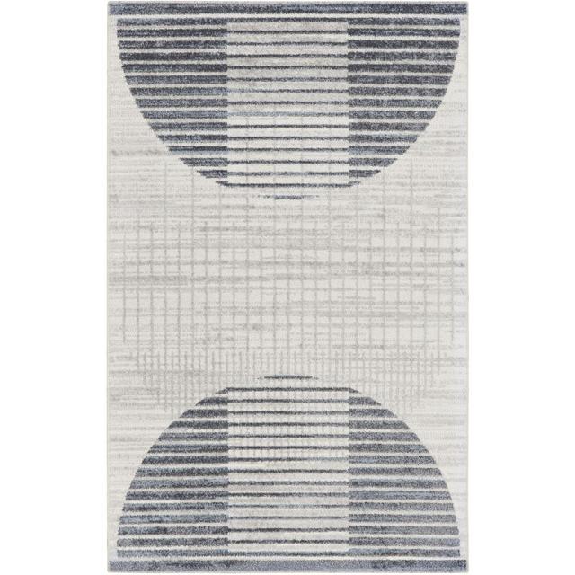 Nourison Astra Machine Washable Back to College 2'2" x 4' Ivory Blue Mid-Century Modern Indoor Flatweave Rug