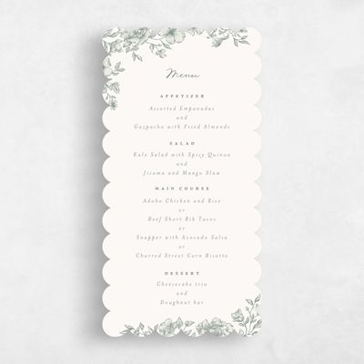Green Scalloped Wedding Menu - Sogno