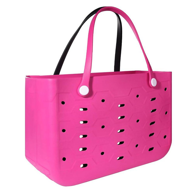 PoVwlty Rubber Beach Bag for Men & Women, Water-resistant Travel Tote Bag for the Beach Boat Pool