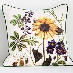 Evie Cotton Printed Floral Pillow | Green