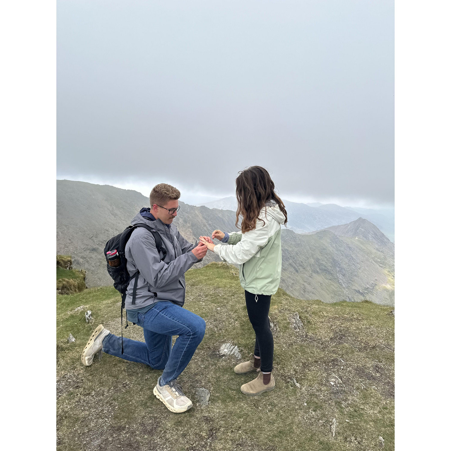 Aidan proposing ontop of Mt. Snowdon in Wales