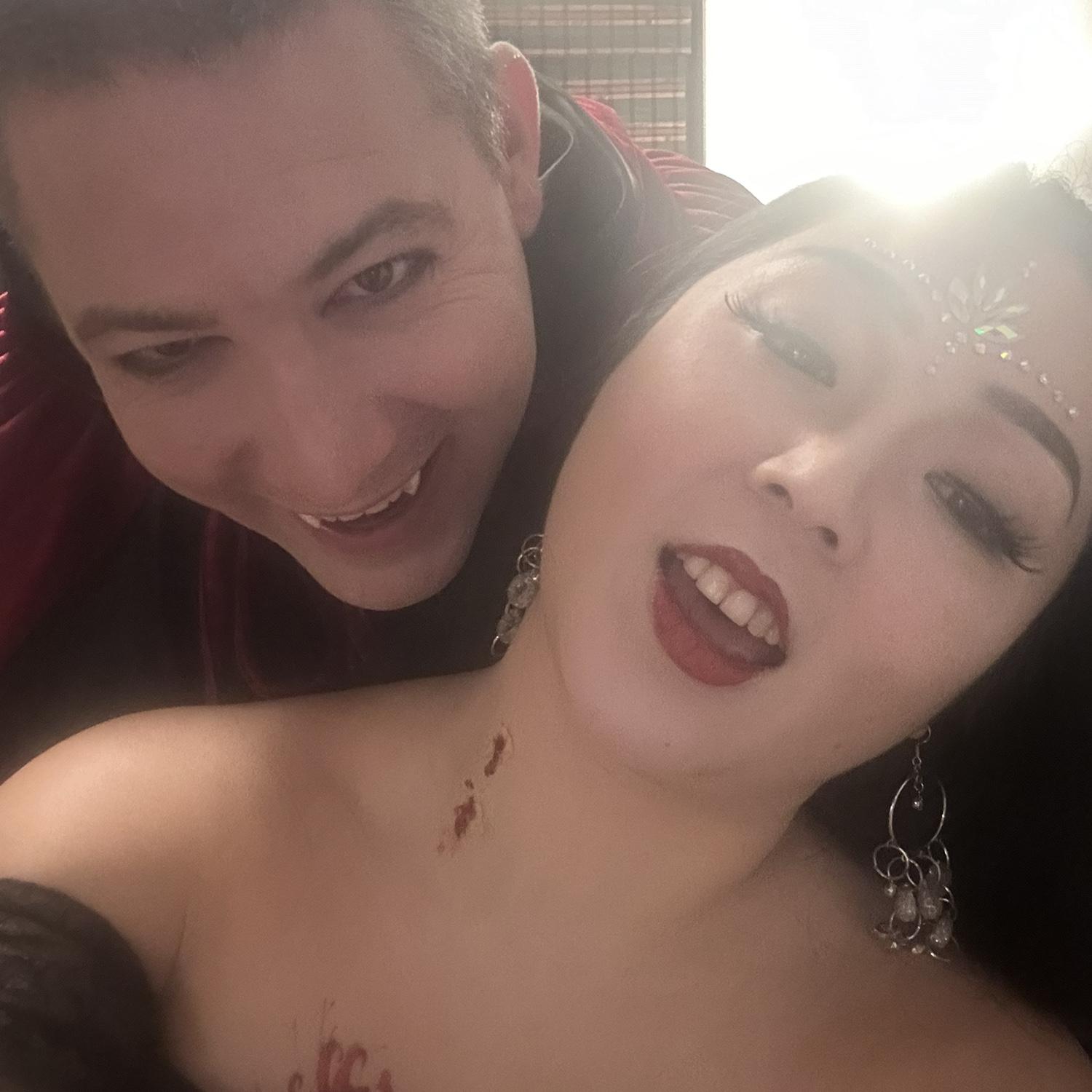 Our first Halloween together. Vampire and his bride.