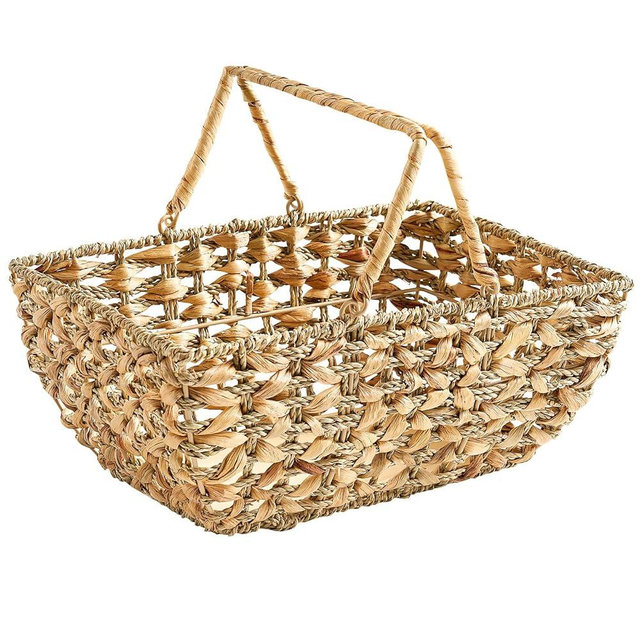 Edergoo Wicker Picnic Basket with Handles, Wicker Baskets with Wooden Base for Picnic, Camping & Storage Basket