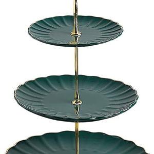 Sweejar 3 Tier Ceramic Cake Stand Wedding, Dessert Cupcake Stand for Tea Party Serving Platter (Jade)