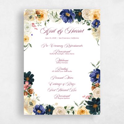 Raspberry, Yellow Wedding Program - Moderna
