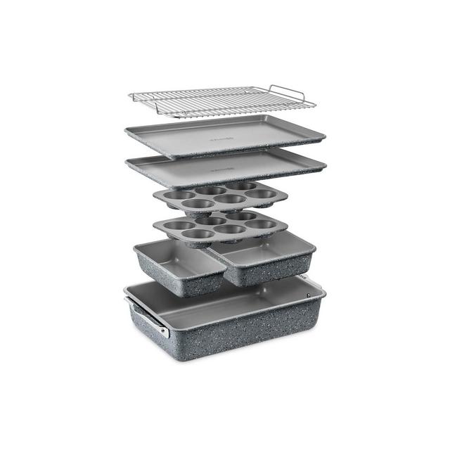 Bakken Swiss 8-Piece Stackable Bakeware Set - Ceramic Non-Stick Coating - MARBLE