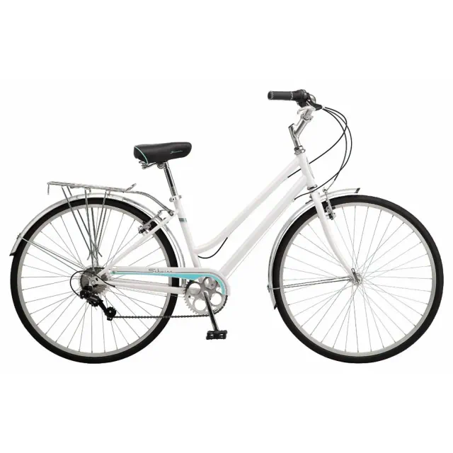Schwinn Wayfarer Hybrid Bike, 700c Wheels, 7-Speed, Rear Rack, Adults, Step-Through, White
