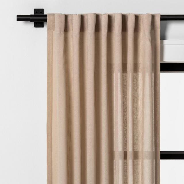 84" Leno Plaid Curtain Panel Taupe - Hearth & Hand™ with Magnolia