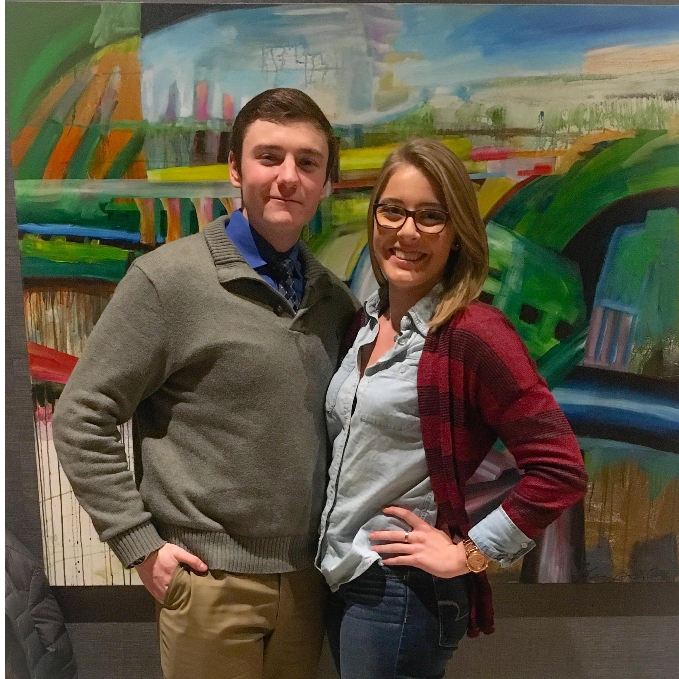 Out to dinner on our first anniversary.