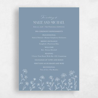 Storm Blue Wedding Program - Durham