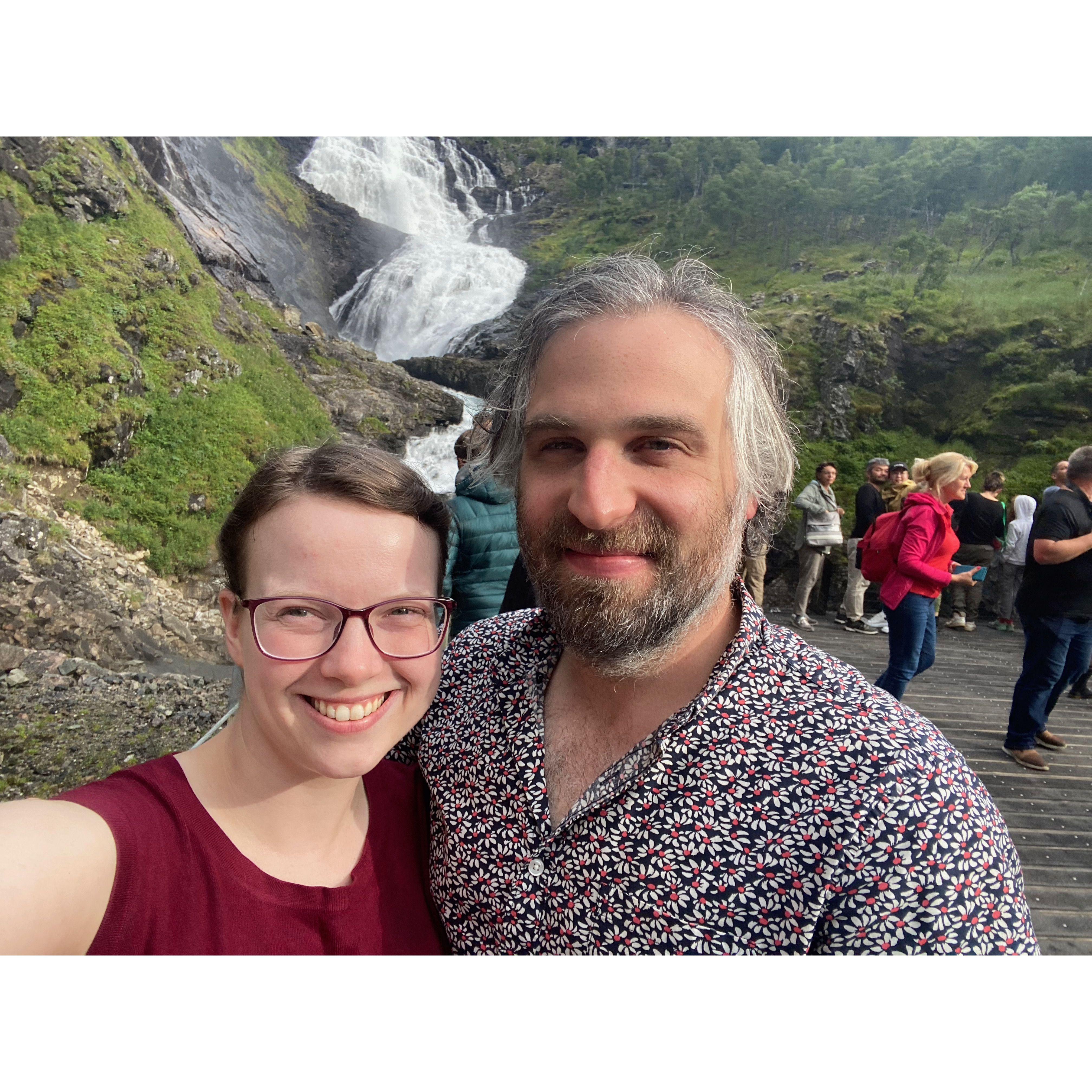 A stop at one of the waterfalls on the Flåmsbana Railway