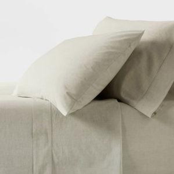 King 250 Thread Count Organic Percale Sheet Set Green Chambray - Threshold™: GOTS & OEKO-TEX Certified, Includes 4pc