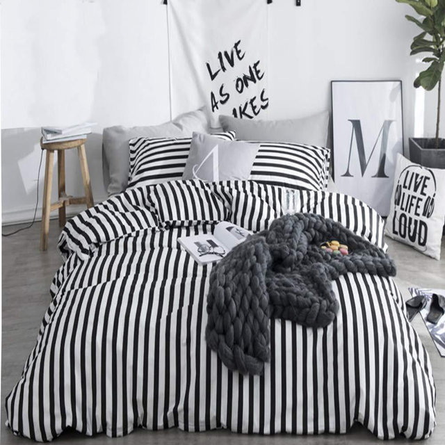 CLOTHKNOW Striped King Comforter Set Bedding Comforter Sets Farmhouse Bedding King Men Women Bed Comforter Ticking Stripes Pattern Soft Cotton Bed Bedding Comforter King 3Pcs King Size Comforter Sets