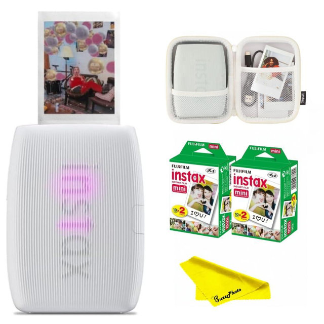 Fujifilm Instax Mini Link 3 Smartphone Printer - Clay White (w/ 40 Film Sheets + Carrying Case)