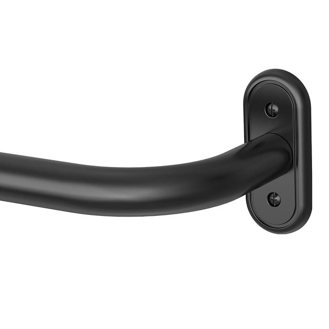Black Curtain Rods for Windows 66 to 120 Inch, Wrap Around Long Heavy Duty Blackout Window Treatment Rods, 1'' Adjustable Curved Drapery Rod for Indoor Outdoor, All Metal, Aluminium Bracket