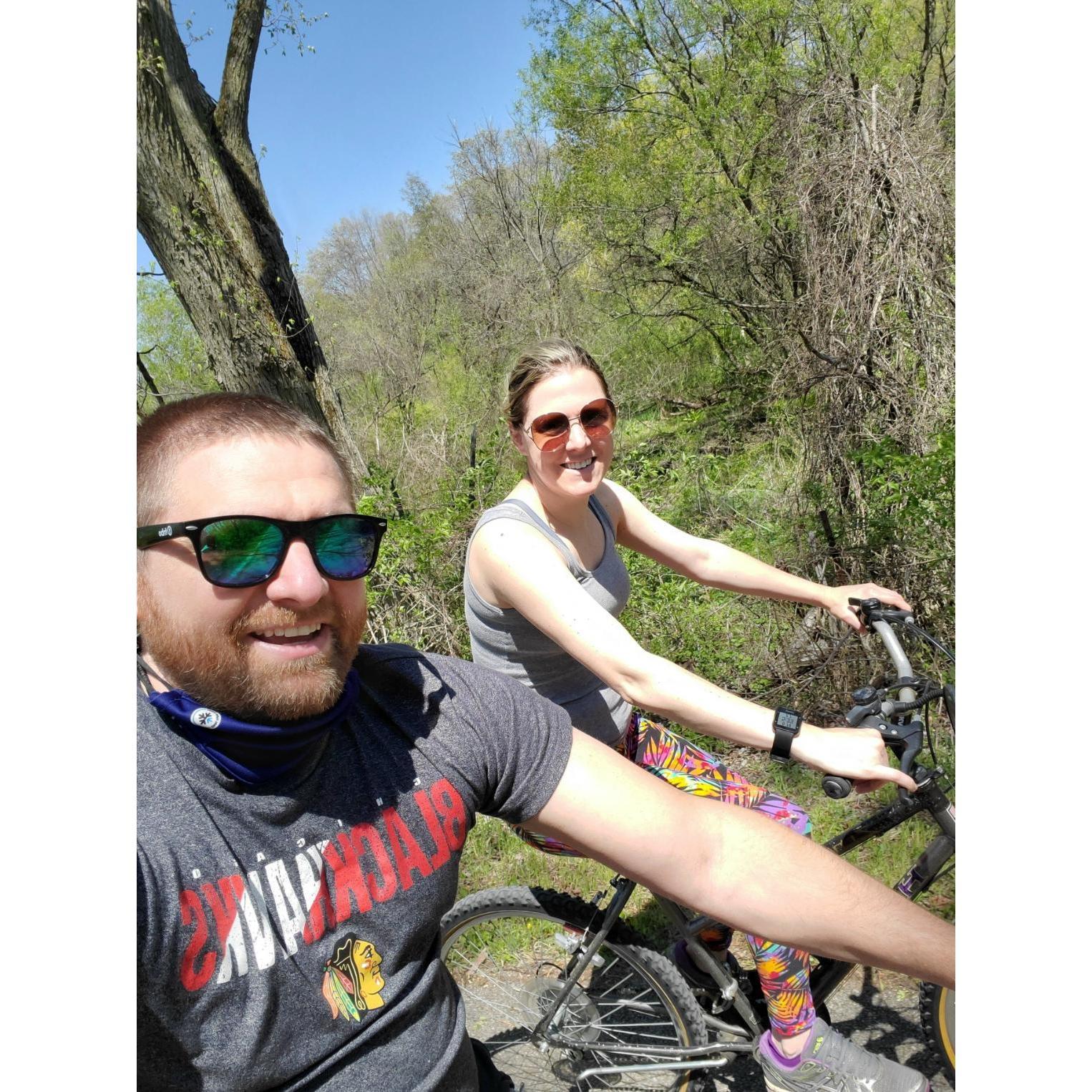 Finally got her on a (pedal) bike