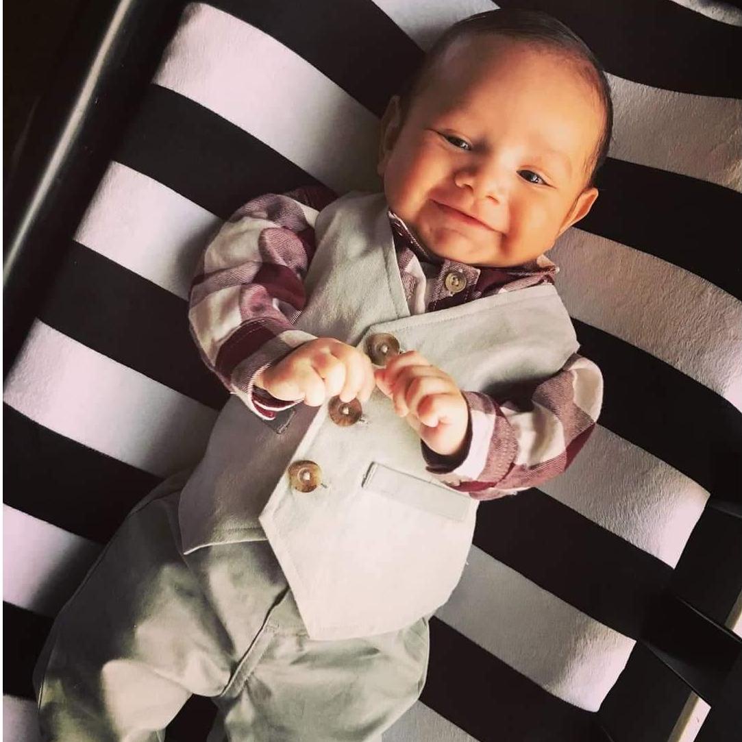 Ring bearer Declan at 3 months old, Valentine's Day 2019.