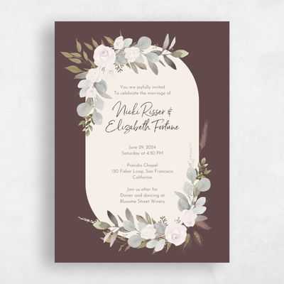 Chocolate, Brown Wedding Invitation - Adeleida Classic