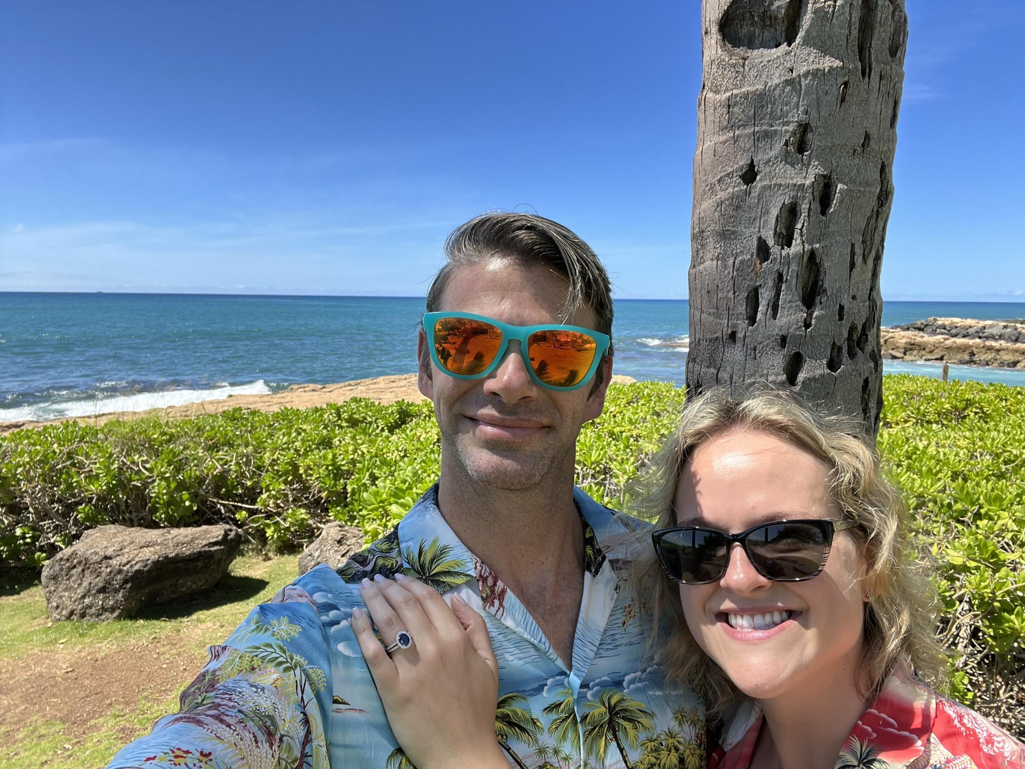 First day as an engaged couple, still soaking in the beauty of Oahu before heading home.