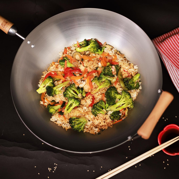 Joyce Chen, Classic Series Flat Bottom Wok with Birch Handles | Zola