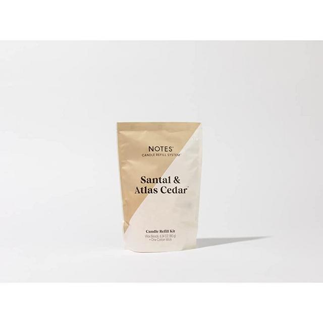 NOTES Sustainable Candle Refill | Non-Toxic Fragrance, Natural Wax Beads (Beeswax, Rice bran and Soy), Cotton Wick and Sustainer - (1) Santal & Atlas Cedar