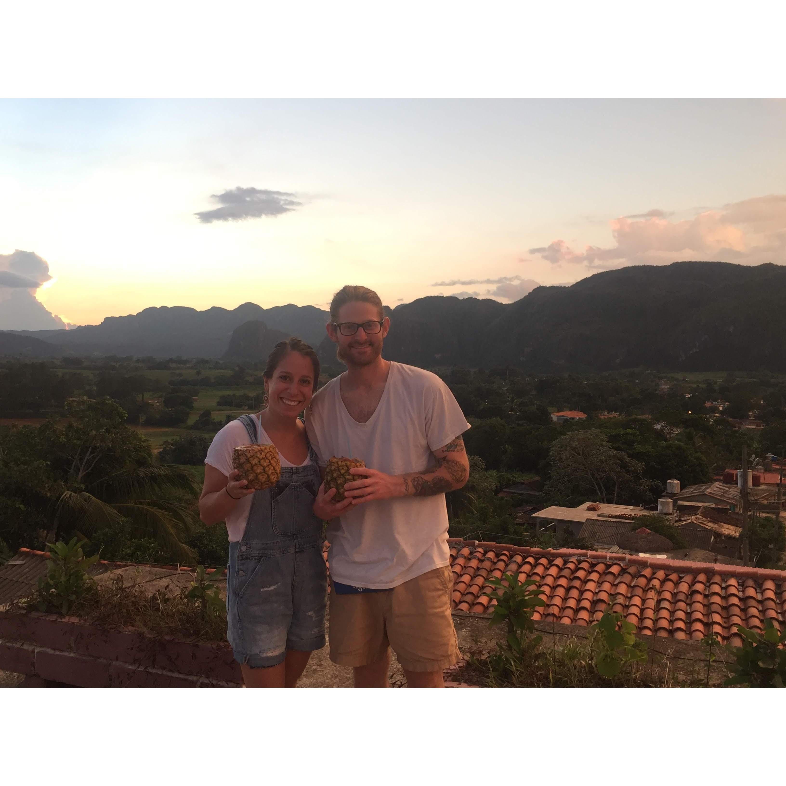 Enjoying a home cooked meal in Viñales, Cuba