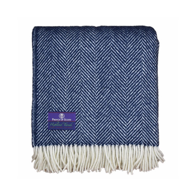 Prince of Scots Highland Tweed Herringbone Pure New Wool Throw