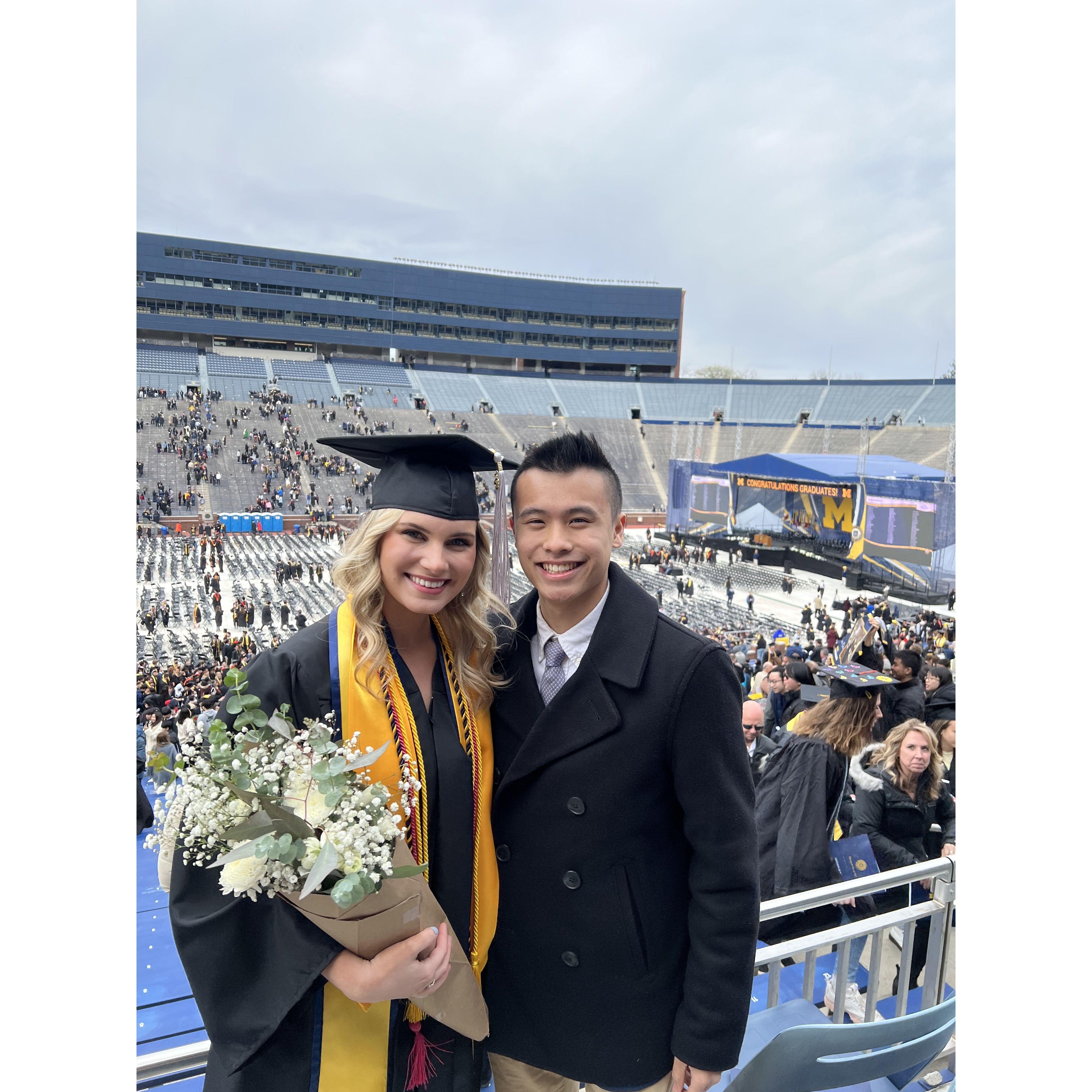 Olivia graduating from University of Michigan in May 2022.