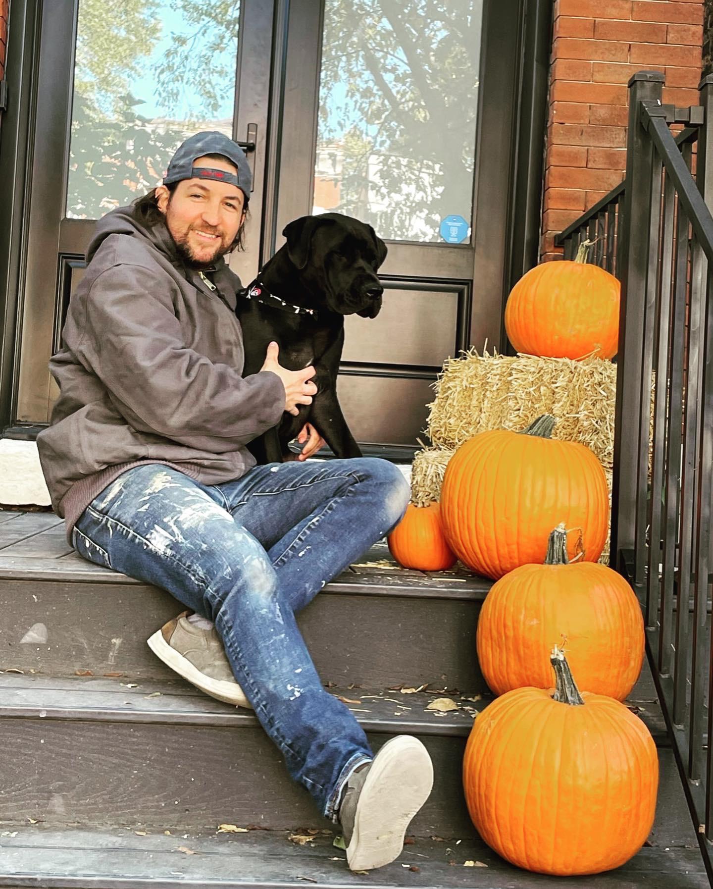 Bruce and Nate outside the house