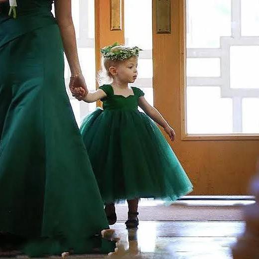 GIRLS: EMERALD GREEN OR DARK GREEN GOWN