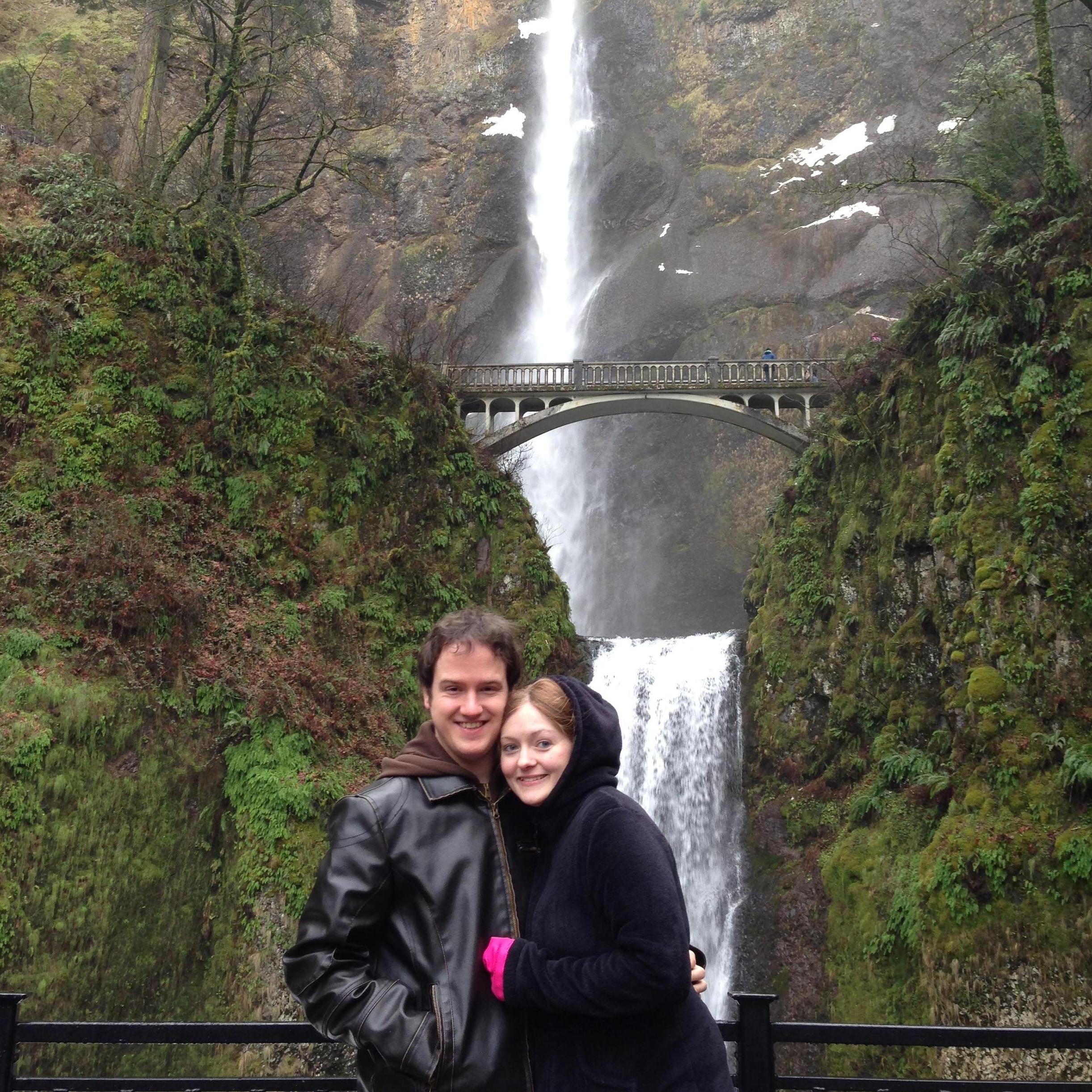 Multnomah Falls during Drew's first trip to Oregon