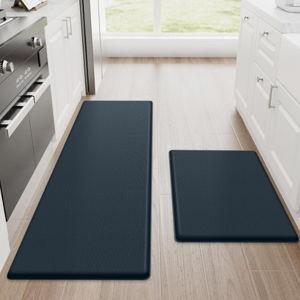 StepRite Kitchen Mats, 2PCS Kitchen Rugs, Cushioned Anti Fatigue Kitchen Mats for Floor, Non-Slip Standing Desk Mat, Waterproof Kitchen Rug Set for Floor, Office, 17.3"x30"+17.3"x47", Dark Charcoal