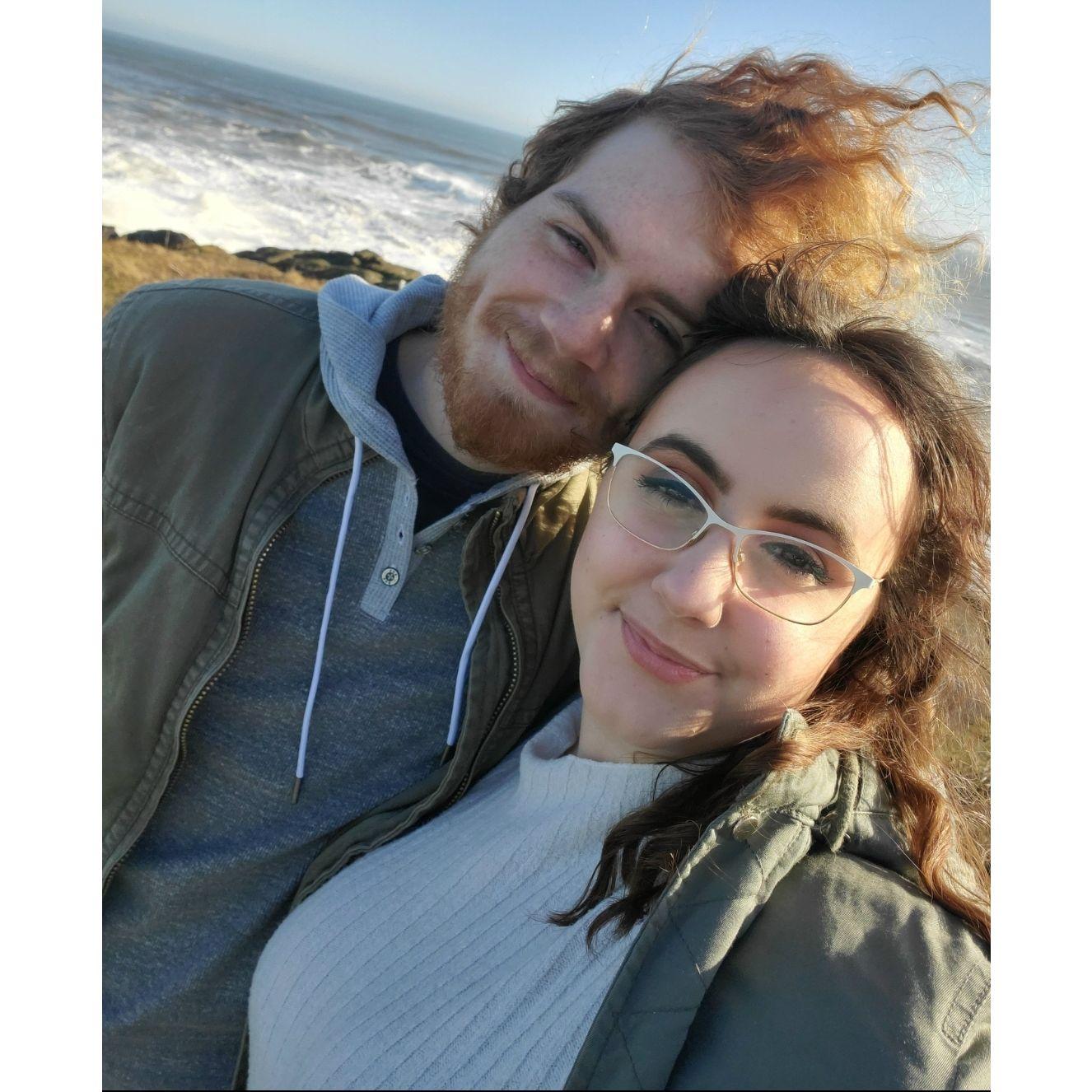 Their hair is sideways in this picture because of the windy Oregon coast!