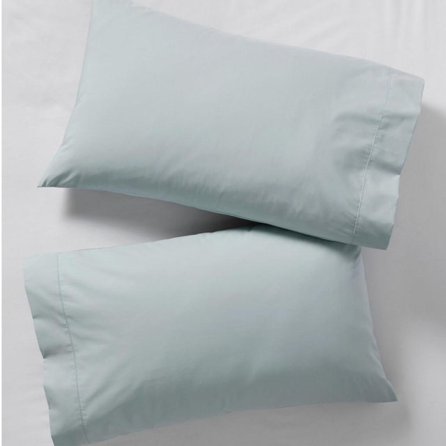 280-Thread-Count Pima Cotton Percale Pillowcases, Set of Two, Oyster Blue
